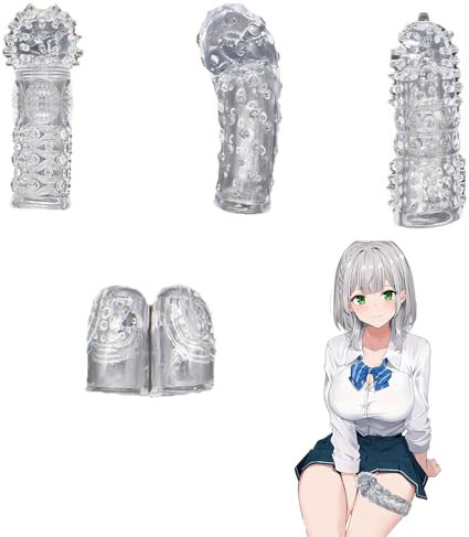 Quintrost Fundas para Dedos Punto G 4 Piezas, Cubierta de Masaje con Partículas para Dedos Sex Toys Impermeable, Juguete Sexuales para Pareja Adultos, Transparente