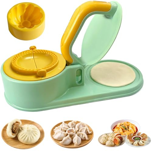 3 In 1 Dumpling Maker Press Kitchen Empanada Maker Press Baozi Bun Mold Manual Pastry Dumpling Wrapper Machine for Chinese Food, Empanada, Ravioli, Pierogi, Hand Pie (Light Green)