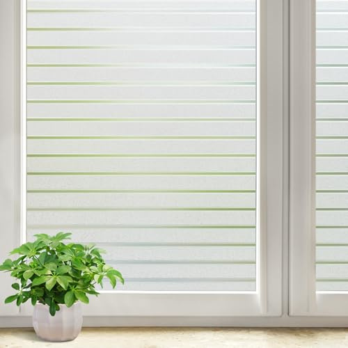 DOWELL Window Privacy Film, Frosted Glass Window Film, Static Cling Glass Vinyl, Heat Blocking Frosting Coverings, Removable Door Stickers for Home Office, Non-Adhesive, Reusable, 17.5 x 78.7 inches