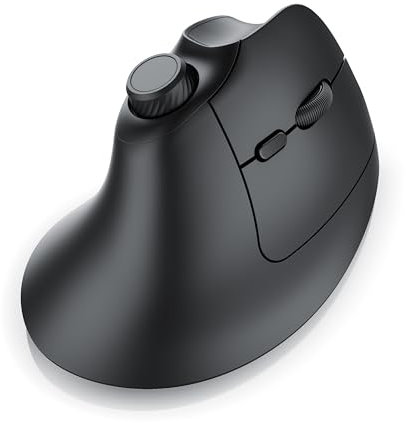 CSL - Funk Maus Vertikal - kabellos Wireless - vertikale Ausführung - ergonomisches Design - Vorbeugung gegen Mausarm Tennisarm - besonders armschonend - Multimedia-Drehregler - 5 Tasten - Funk 2.4 G