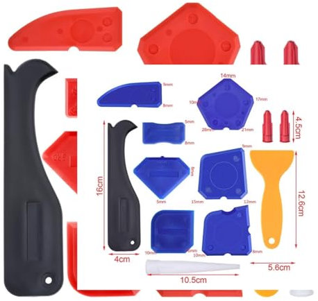 12Pcs Rascador Juntas Azulejos, Herramienta Eliminador de Calafateo Cemento Rascador Alisador de Masilla Herramientas, para Eliminar, Raspador de Eliminación, Sellar y Alisar Juntas de Ventanas