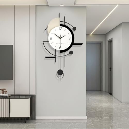 Orologio da Parete Grande, Orologio da Parete Moderno Creativo Semplicità Orologio, Decorativo Silenzioso Senza Ticchettio Orologio da Muro con Pendolo per Soggiorno Camera da letto Ufficio Cucina