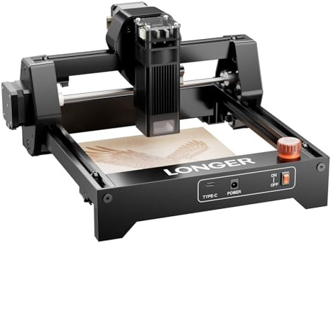 LONGER Ray5 Mini 5.5W Incisore Laser, Incisione Laser ad Alta Velocità con Wi-Fi, Funzione Arresto di Emergenza, CNC DIY per Legno, Metallo, Acrilico e Pelle, Area di Lavoro 130 × 130 mm