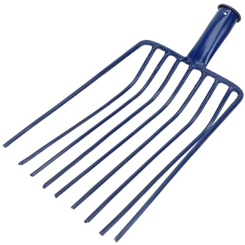 Veemoon Pelle à Charbon sans Manche en Acier à Neuf Dents, Râteau Multifonction pour Barbecue et Jardinage, Outil à Main Robuste pour Cheminée et Entretien du Gazon, Accessoire Jardinage
