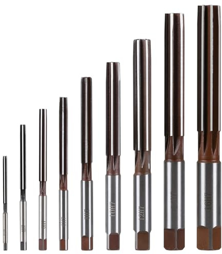 SWAWIS 9pcs H7 Alésoir Manuel à Acier Allié 9SiCr 3/4/5/6/8/10/12/14/16mm Alésoir à Main pour Travail Bois et Métal Améliore Précision des Trous, Rainures Droites et évacuation efficace des Copeaux