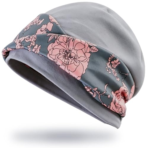 IGXX Bonnet de Chimiothérapie pour Femme, Turban Élastique pour Perte de Cheveux, Bonnet Respirant sans Couture pour Jour et Nuit, Cadeau de Soins Cancer, Gris