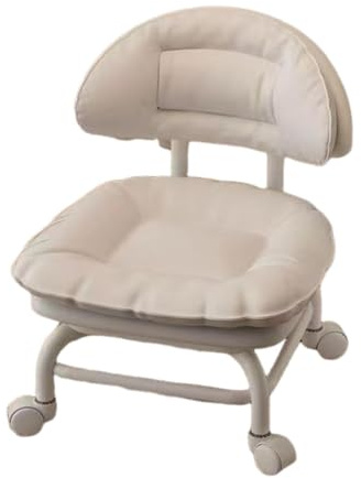 Låg rullpall med ryggstöd, vadderad sits och ljudlös | Mini snurrstol med hjul, vadderat ryggstöd och kompakt, armlös design för rengöring, pedikyr, hantverk