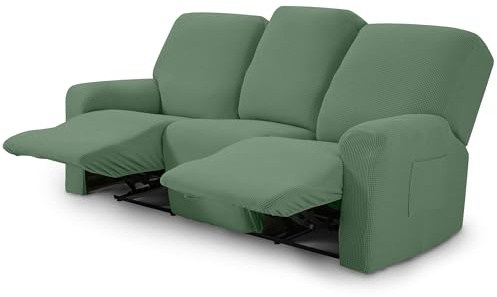 TIANSHU Fodere per poltrone a 3 posti, Copridivano reclinabile Jacquard per divano a 3 cuscini, Fodera per mobili estensibile reclinabile (verde oliva)