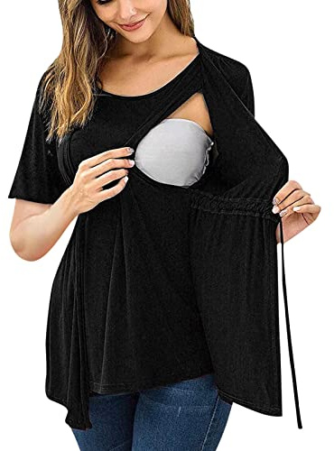 Sudadera Premamá Sudadera de Lactancia Manga Larga Mujer Camisetas con Capucha Maternidad Camisa Estampado de Navideño Premamá Blusas Jersey Hoodie