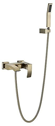 chicstyleme Aufputz Duscharmatur Badewannenarmatur mit Handbrause Gold Wandmontage Wasserhahn Mischbatterien Duschset mit einem Griff Badezimmer Duschehahn Alle Messing Wand Wasserfall Armaturn