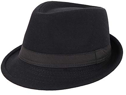 Unisex Timelessly Classic 20s Trilby Fedora Hat Men Women Short Brim Panama Jazz Cap Manhattan (A-Black)