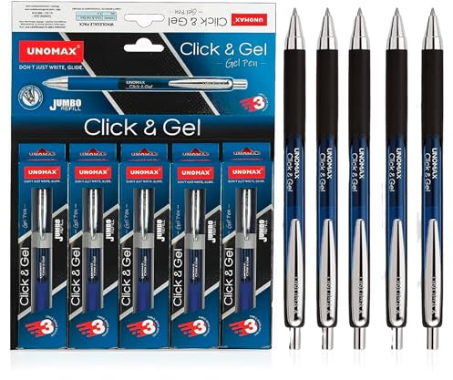 UNOMAX Gelstifte Set - Gel Stift in Blau, 0.7mm, 5 Stück - Hochwertiges Gelschreiber Set, Perfekt für Kunst & Handwerk, Gelstifte, Stift