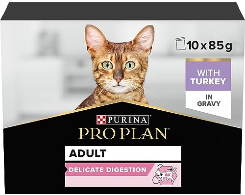 PRO PLAN Delicate Digestion Turkey Wet Cat Food 10x85g (Pack of 4)