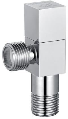 SUBMARINE Brass Angle Stop Valve, G1/2 Inlet and Outlet Caliber, 1/4 Turn Shut Off Valve, with G3/8 Adapter, Suitable for Kitchen, Bathroom and Toilet Shut Off Valve (Chrome Plating)