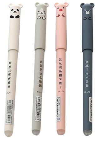 Löschbarer Gelstift Gelschreiber, Gelstifte Radierbar 4 Stück Radierbare Stifte Radierbare Kugelschreiber Tierstifte Cartoon Und Leicht Zu Löschender Magischer Reibungsgelstift