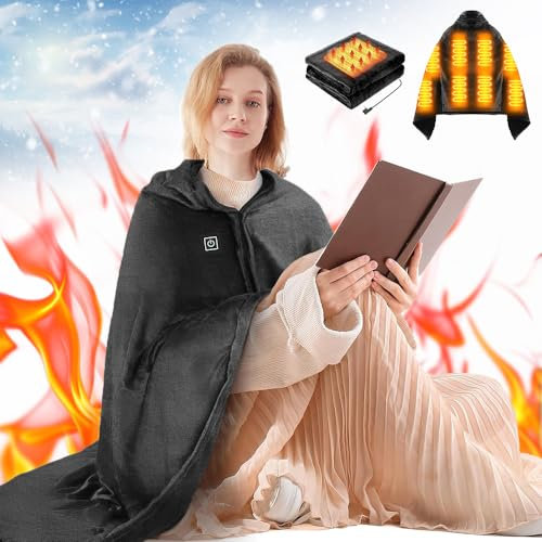 TOPRUNYI USB Heizdecke,3 Temperaturstufen Einstellbar,Wärmedecke Heizdecke,Heizdecke USB Schal 140 * 90cm,Elektrische Wärmedecke,Tragbare heizdecke für Home & Office Flanell (Dunkelgrau)