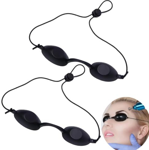 Lot de 2 Lunettes de Solarium, Lunettes de Sécurité LED, Lunettes de Protection UV, Silicone Souple Durable Confortable, Lunettes de Protections Noir Convient à la Clinique de Beauté ou à la Maison