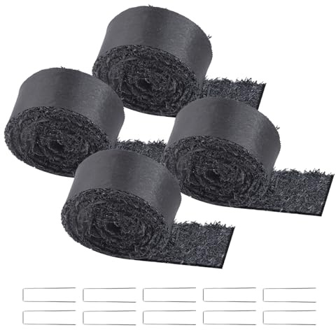 VEVOR Rouleau de Paillis en Caoutchouc, 3x0,11 m, Tapis de Paillis Aménagement Paysager Lot de 4 Aspect Naturel Anti Mauvaises Herbes Facile à Couper, pour Allée Jardin, Plantes, Légumes, Fleurs, Noir