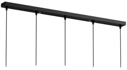 DESHOME Soporte Lámpara Techo Negro con Rosetón Metal 100cm - 5 Focos para Lámparas Colgantes, Embellecedor Florón Rotondo y Placa Montaje Kit Tejadillo