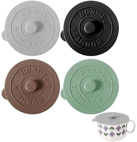 Pack of 4 Silicone Cup Lids, Silicone Cup Covers, Reusable Anti-Dust Cup Toppers for Coffee Beer Mug Wine Glass Home Outdoors (9.5 cm) (Colourful)