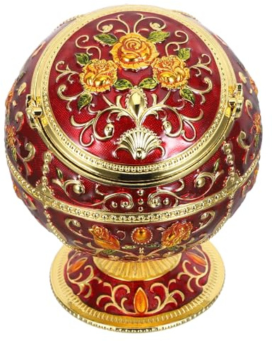 DIYEAH Cenicero Metálico Pequeño con Tapa Abatible Resistente al Viento Diseño Europeo en Color Rojo Dorado Portátil para Interior y Exterior Adecuado para Balcón Mesa y Zona de