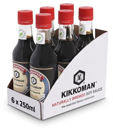 Kikkoman Soy Sauce, 250 ml, (Pack of 6), Naturally Brewed