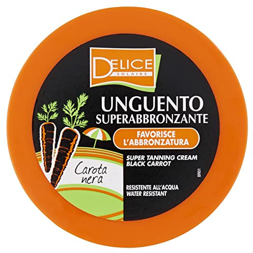 Delice Solaire Unguento Super Abbronzante, Carota Nera, Accelera Abbronzatura, Resistente all'Acqua, Dermatologicamente Testato - 150 ML