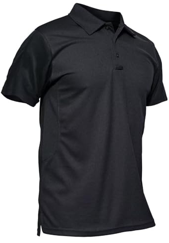 MAGCOMSEN Mens Black Polo Shirts Short Sleeve Golf Shirts Pique Polo Combat Shirt Tactical Shirt M