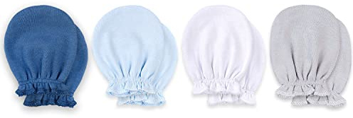 KiddyCare Infant Baby Mittens No Scratch for Newborn Baby Boy/girl | Infant Gloves Mitts for 0-6 Months | Preemie Mittens for Babies | Newborn Essentials Must Haves Hand Covers, Unisex Gifts 4-Pack