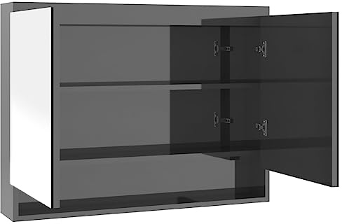 vidaXL Spegelskåp för badrum grå glänsande 80x15x60 cm MDF