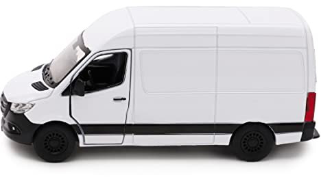 Toyland® 12cm Pull Back & Go Die Cast White Sprinter Van con Puertas Abiertas y Cerradas - Vehículos de Juguete - Escala 1:48