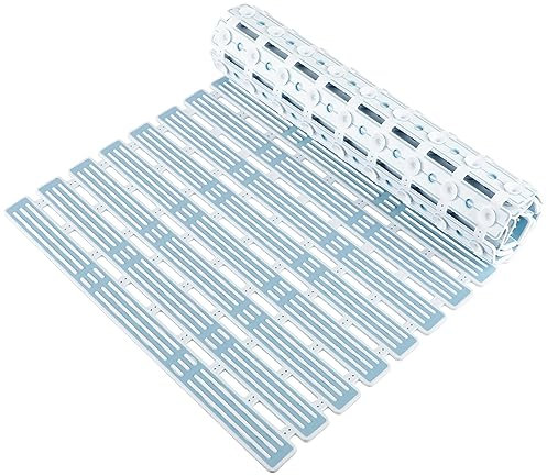 WELTRXE Bath Mat Non Slip Anti Mould, Anti Slip Shower Mats, 68 x 40 cm Bathtub Mat for Inside Shower, Striped Textured Soft Rubber Surface with Suction Cups, Bathroom Bath Tub Floor Mat, Blue