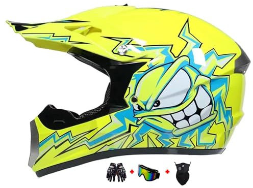 Motocross MTB Helm für Kinder und Herren - ABS-Schale, Dirt Bike Motorrad Downhill für ATV MX Enduro - Mit Handschuhe Maske Brille