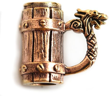 LynnAround Bronze Norse Viking Celtic Nordic Beer Mug Beard Beads Rings, Dwarven Dreadlock Pirate Medieval Hair Beads, Pagan Jewelry