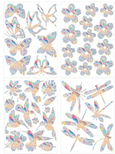 Pilikoll 42 Pcs Prism Window Stickers for Bird Strikes Anti Bird Fall Window Stickers Rainbow Window Film Anti-Collision Window Sticke Prism Windows Decals for Stops Birds Flying in Windows