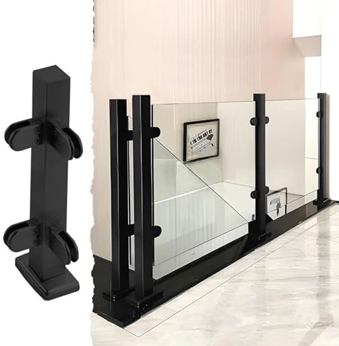 Poteau Garde Corp Verre 24 Pouces - 47 Pouces Poteau de Garde-corps en Verre avec Pince, Kit de Balustrade en Verre pour Les Escaliers Intérieurs Extérieurs, Acier Inoxydable Pince pour Panneaux de Ve