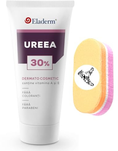 Eladerm Crema Urea 30% + 2% Acido Salicilico - Esfoliante Piedi, Pelle Secca, Screpolata, Psoriasi, Dermatite, Cheratosi, Calli e Talloni Screpolati, Riduce Ispessimenti - Mani, Piedi, Gomiti - 100ml