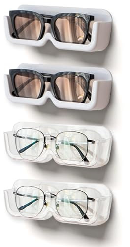 Brillenhalter Wand Brillenaufbewahrung, Xiuyer 4 Stück Brillenablage Sonnenbrillen Aufbewahrung Organizer Wandmontage zum Aufhängen Brille Sonnenbrillen Brillenaufbewahrung Brillenhalter (Transparent)
