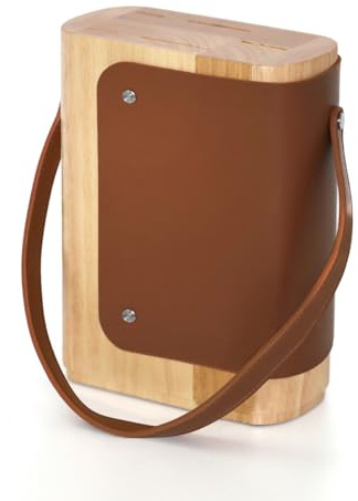 SABATIER TROMPETTE Yao Bloc à Couteaux de Cuisine, 5 Emplacements, Bois | Bloque vacío de cuchillos de cocina, de madera de caucho, 22,5 x 17,5 x 9 cm, para 5 cuchillos profesionales