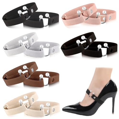 Petunny 6 Pairs High Heel Straps Elastic High Heel Shoe Straps Detachable Shoe Straps for Holding Loose High Heels Slippers Sandals(Mixed Colors)