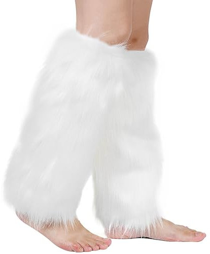 ZKGYUS Furry Leg Warmers für Mädchen, Stulpen für Damen, Mädchen Furry Fuzzy Beinwärmer Winter Stulpen Damen für Winterwärmer Karneval Halloween Fasching Mottoparty Verkleidung