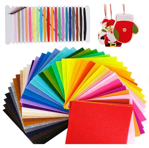 Wanfoou Craft, 40 fogli di feltro colorati, quadrati in feltro da 1 mm, per artigianato, tessuti tessili fai da te, 20 x 30 cm