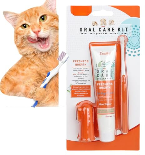 Hundezahnbürste mit Zahnpasta, Haustier-Zahnpflegeset, Hunde- und Katzen-Zahnbürste und Zahnpasta, Hundezahnbürste, Hundezahnreinigungsprodukte, Hunde- und Katzen-Zahnpflege-Set gegen schlechten Atem