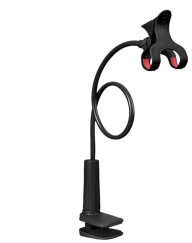 Gooseneck Phone Holder - Bedside Mobile Phone Holder | Flexible Arm Tablets Mount Clamp | Bendable Phone Cradle | Cell Phone Mount Clamp Clip | Overhead Mount For Desk Headboard Bedside
