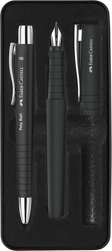 FABER-CASTELL 241050 - Schreibset Poly Pen mit Kugelschreiber und Füller, schwarz