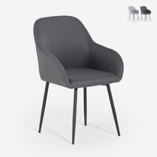 Produce Shop Sedia poltroncina Moderna in Tessuto Imbottita con braccioli Rikku - Grigio Scuro