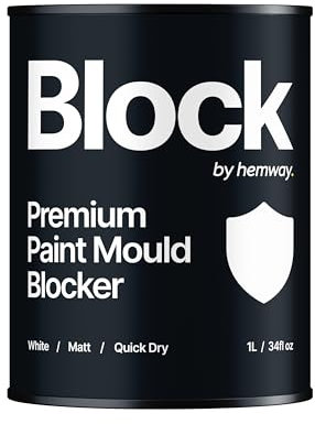 Hemway Anti Mould Paint White Matt 1L | Mould Blocker Ceiling Wall Kitchen Bedroom Bathroom Paint | Mould Resistant, Easy to Apply, Quick Dry & High Coverage 1 Pack