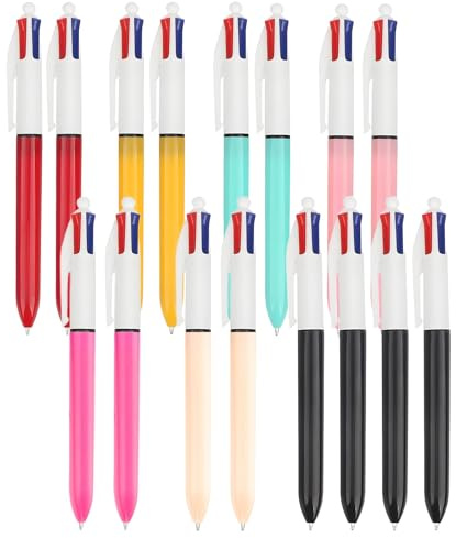 oooaooo 16 Stück 4 Farben Kugelschreiber, Mehrfarben Kugelschreiber 1,0 mm Multicolor Pen 4 In 1 Versenkbare Büro Kugelschreibstift Für Büro-Schulbedarf Schüler Kinder Geschenk