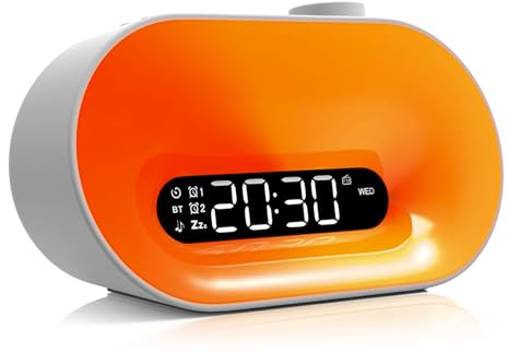Westclox Sunrise Wakeup Light Alarm Clock for Men and Women, Multicolor Mood Light with Nature Sounds, Wireless Speaker and Digital Display, Bedroom Clock with Adapter