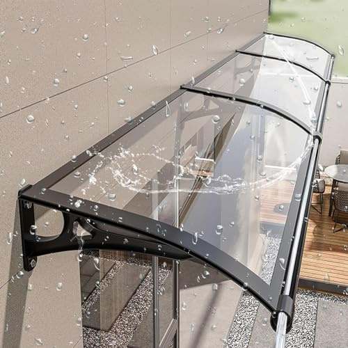 Böjd polykarbonat fönstermarkis baldakin modernt solskydd för ytterdörr och uteplats UV-skydd elegant terrassöverdrag väderbeständig design